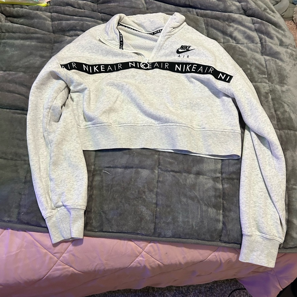 Nike Air Light Gray Cropped Hoodie